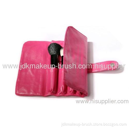 10pcs Pink Cosmetic Brush Set With Pink Pu Pouch 